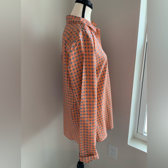 Lands End Orange Button Down Long Sleeve Blouse - Picture 3 of 5